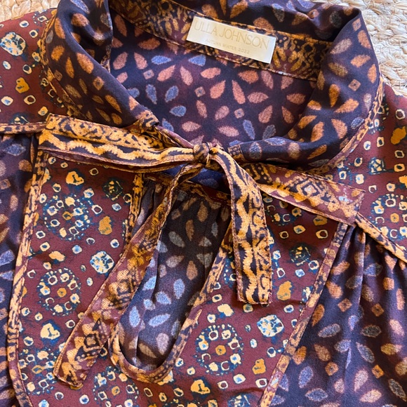 Ulla johnson aninda blouse agate tie neck long sleeve 100% silk size 10 m/l nwot - Picture 3 of 4